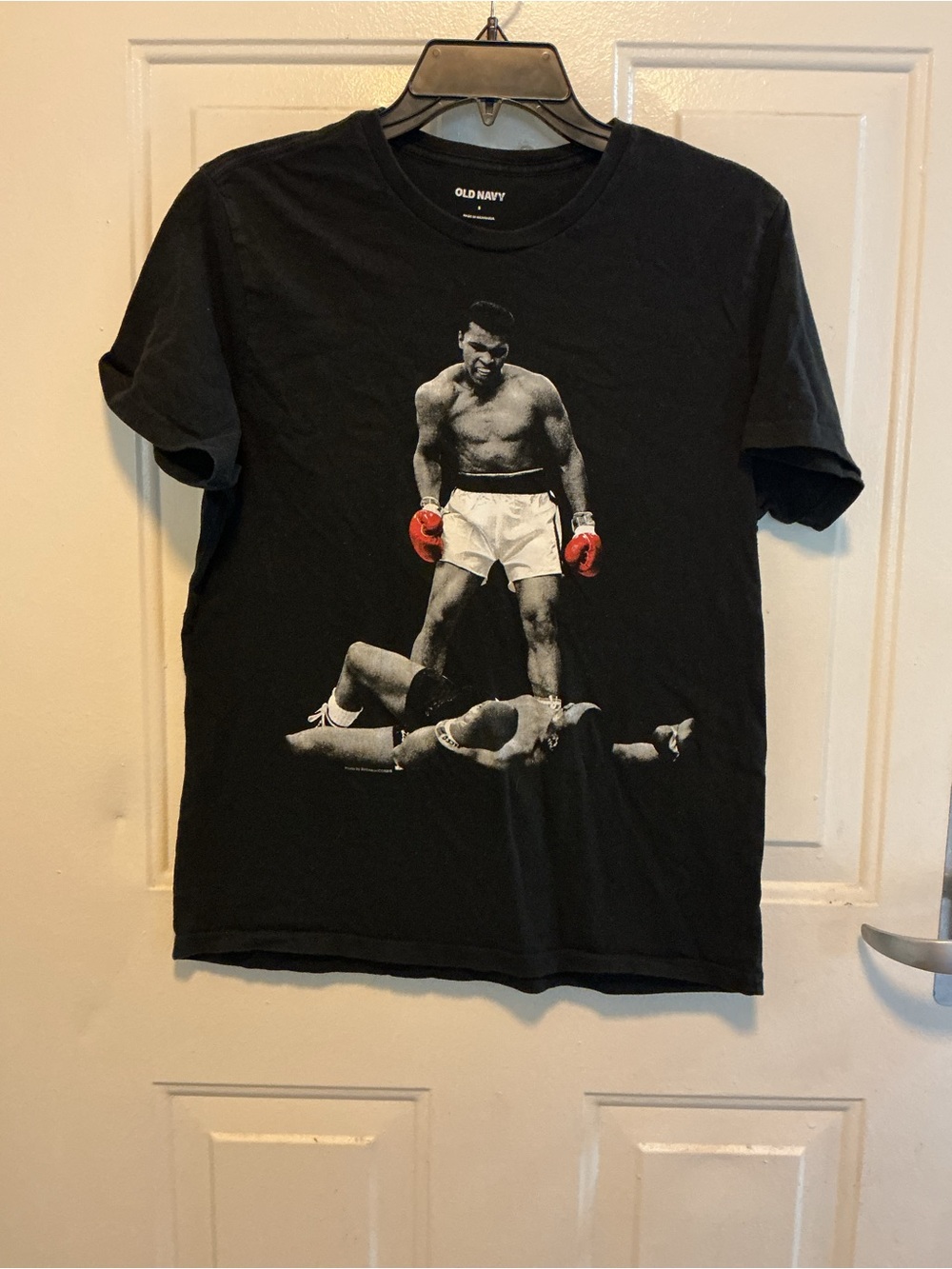 Old Navy Black Graphic Tee with Monochrome Boxer Print